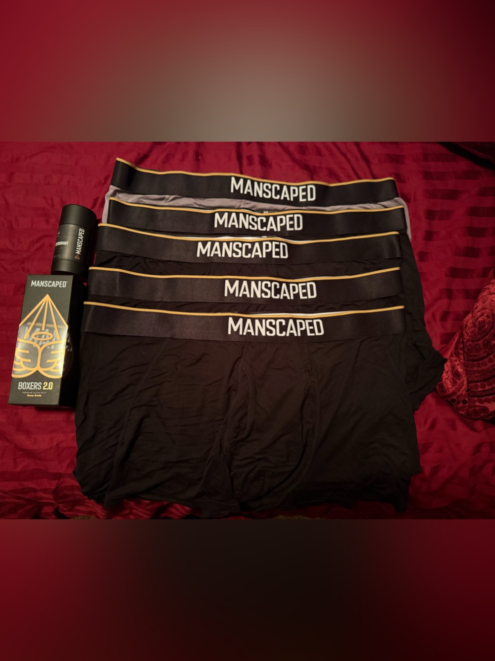 Manscaped Black Boxer Briefs with Gold Trim - 6-Pack (40 1/2-43” waist)